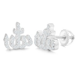 AES267 | 925 Silver CZ Set Allah Stud Earrings