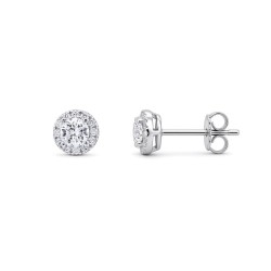 925 Silver CZ Set Halo Studs 4.5mm