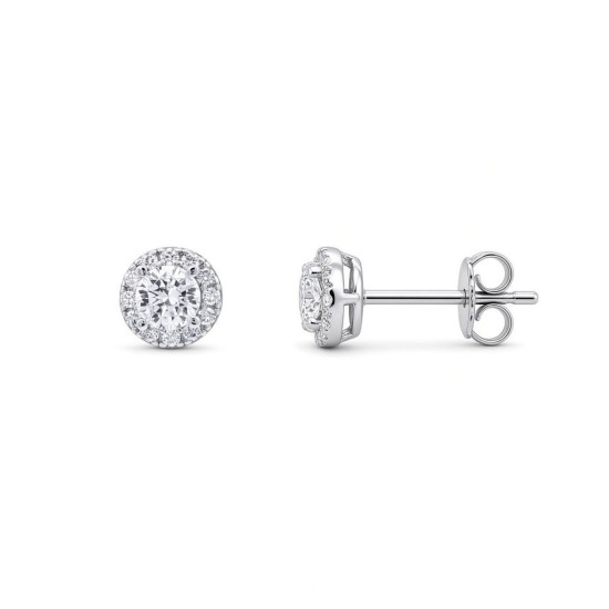 925 Silver CZ Set Halo Studs 4.5mm