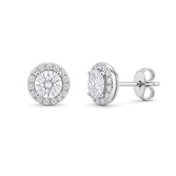 925 Silver CZ Set Halo Studs 5.5mm