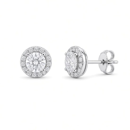 925 Silver CZ Set Halo Studs 5.5mm