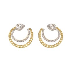 AES273-GP | 925 Sterling Silver Gold Plated CZ Chain Hoops