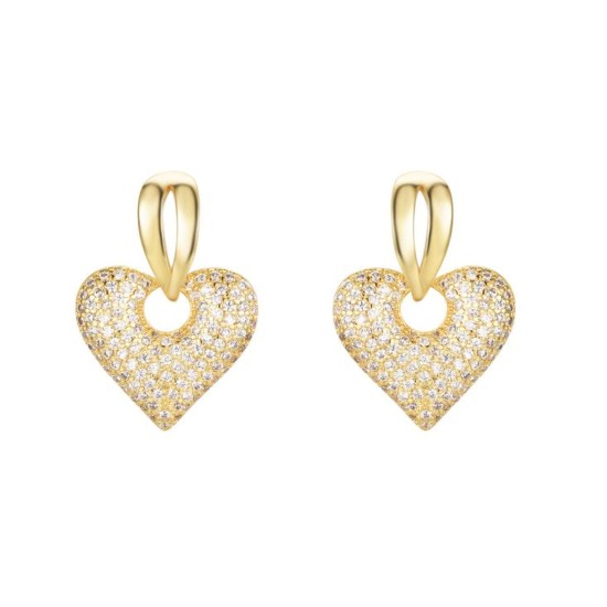 AES277-GP | 925 Sterling Silver Gold Plated CZ Heart Drops