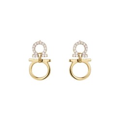 AES279-GP | 925 Sterling Silver Gold Plated CZ Equestrian Hoops