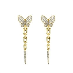 AES280-GP | 925 Sterling Silver Gold Plated Butterfly Drops