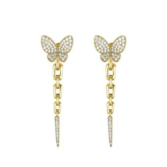 AES280-GP | 925 Sterling Silver Gold Plated Butterfly Drops