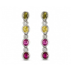 925 Sterling Silver Multi CZ Linear Drops