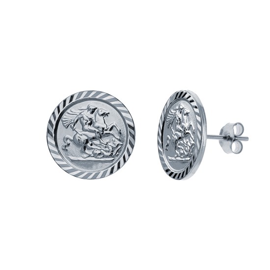 925 Silver 10mm St George & Dragon Stud Earrings