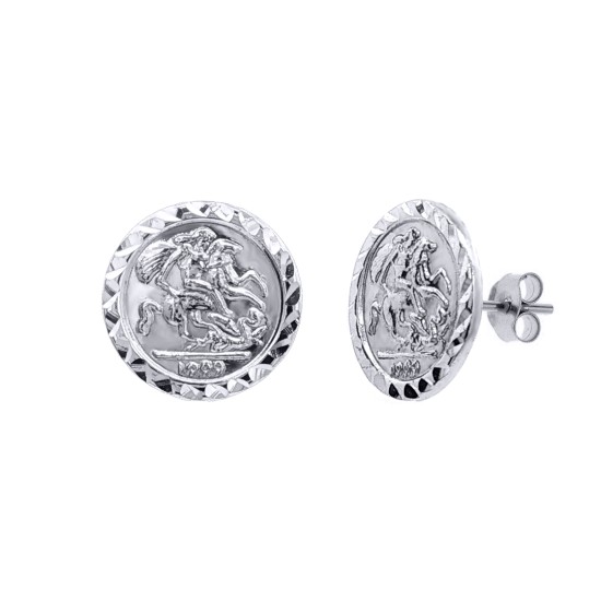 925 Silver 10mm St George & Dragon Stud Earrings