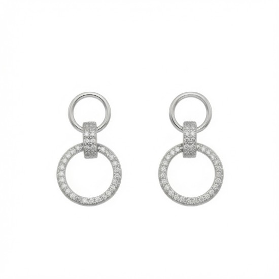 925 Sterling Silver CZ Circle Pendant Set