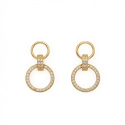925 Sterling Silver 14K Gold Plated CZ Circle Pendant Set