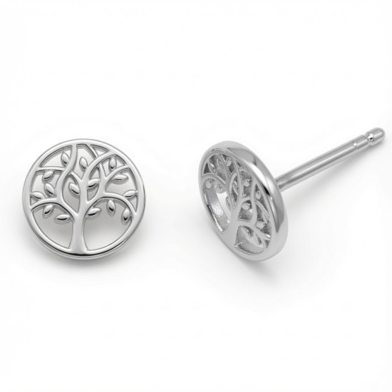 925 Sterling Silver Tree of Life Stud Earrings