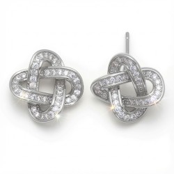 925 Sterling Silver CZ Love Knot Stud Earrings