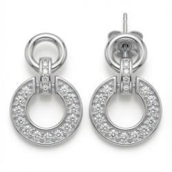 925 Sterling Silver CZ Horseshoe Drop Earrings