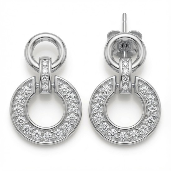 925 Sterling Silver CZ Horseshoe Drop Earrings
