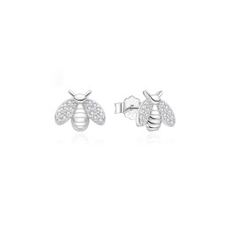 925 Silver Rhodium Plated CZ Set Bumble Bee Stud Earrings