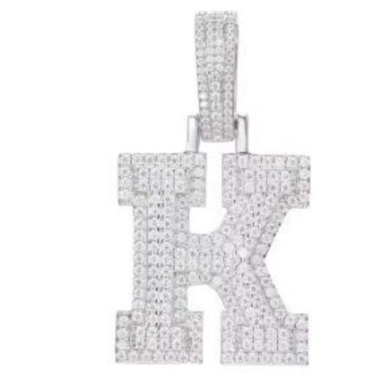 AIN001-K | 925 Silver CZ Set Initial K