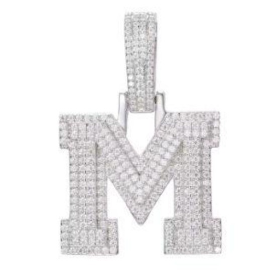AIN001-M | 925 Silver CZ Set Initial M