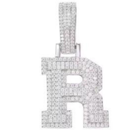 AIN001-R | 925 Silver CZ Set Initial R