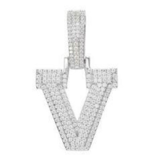 AIN001-V | 925 Silver CZ Set Initial V