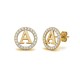 925 Sterling Silver 14k Gold Plated CZ Letter A Pendant Set