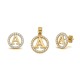925 Sterling Silver 14k Gold Plated CZ Letter A Pendant Set