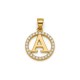 925 Sterling Silver 14k Gold Plated CZ Letter A Pendant Set