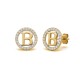 925 Sterling Silver 14k Gold Plated CZ Letter B Pendant Set