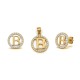 925 Sterling Silver 14k Gold Plated CZ Letter B Pendant Set