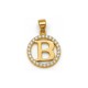 925 Sterling Silver 14k Gold Plated CZ Letter B Pendant Set