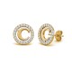 925 Sterling Silver 14k Gold Plated CZ Letter C Pendant Set
