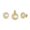 925 Sterling Silver 14k Gold Plated CZ Letter C Pendant Set