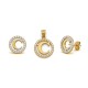 925 Sterling Silver 14k Gold Plated CZ Letter C Pendant Set