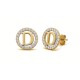 925 Sterling Silver 14k Gold Plated CZ Letter D Pendant Set