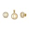 925 Sterling Silver 14k Gold Plated CZ Letter D Pendant Set