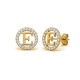 925 Sterling Silver 14k Gold Plated CZ Letter E Pendant Set