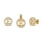 925 Sterling Silver 14k Gold Plated CZ Letter E Pendant Set