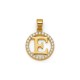 925 Sterling Silver 14k Gold Plated CZ Letter E Pendant Set