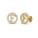 925 Sterling Silver 14k Gold Plated CZ Letter F Pendant Set