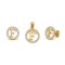 925 Sterling Silver 14k Gold Plated CZ Letter F Pendant Set