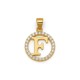 925 Sterling Silver 14k Gold Plated CZ Letter F Pendant Set