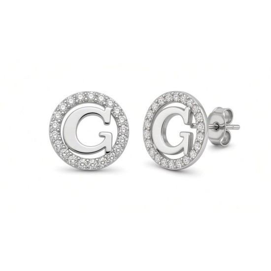 925 Sterling Silver CZ Letter G Pendant Set