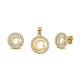 925 Sterling Silver 14k Gold Plated CZ Letter G Pendant Set