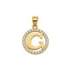 925 Sterling Silver 14k Gold Plated CZ Letter G Pendant Set