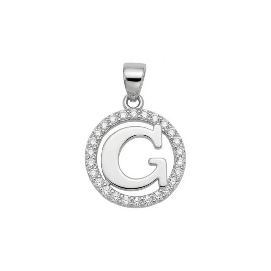 925 Sterling Silver CZ Letter G Pendant Set