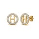 925 Sterling Silver 14k Gold Plated CZ Letter H Pendant Set