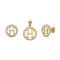 925 Sterling Silver 14k Gold Plated CZ Letter H Pendant Set