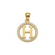 925 Sterling Silver 14k Gold Plated CZ Letter H Pendant Set
