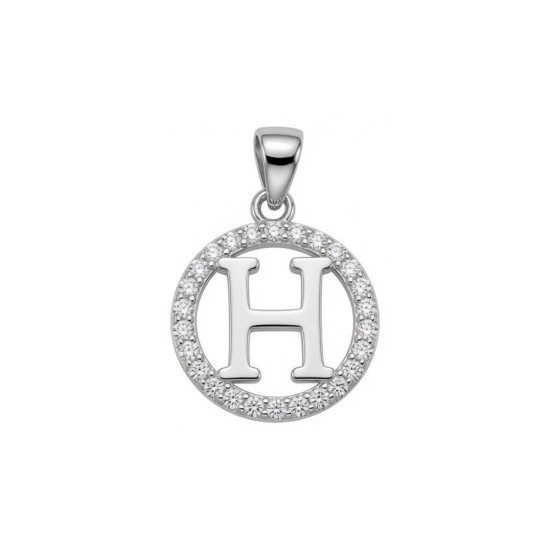 925 Sterling Silver CZ Letter H Pendant Set
