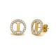 925 Sterling Silver 14k Gold Plated CZ Letter I Pendant Set